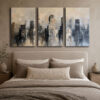 Silent City Kanvas Duvar Tablosu - 3'lü Canvas Tablo Seti - VOOV4393