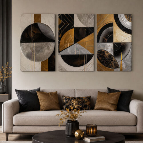 Lüks Yörünge Kanvas Duvar Tablosu - 3'lü Canvas Tablo Seti - VOOV4395