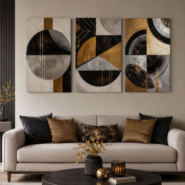 Lüks Yörünge Kanvas Duvar Tablosu - 3'lü Canvas Tablo Seti - VOOV4395