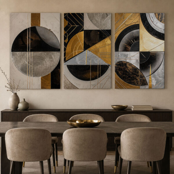 Lüks Yörünge Kanvas Duvar Tablosu - 3'lü Canvas Tablo Seti - VOOV4395