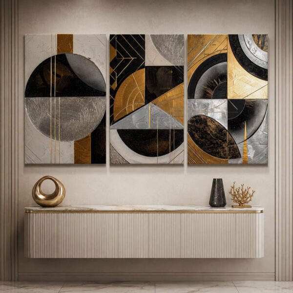 Lüks Yörünge Kanvas Duvar Tablosu - 3'lü Canvas Tablo Seti - VOOV4395