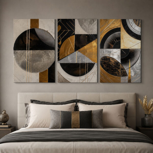 Lüks Yörünge Kanvas Duvar Tablosu - 3'lü Canvas Tablo Seti - VOOV4395