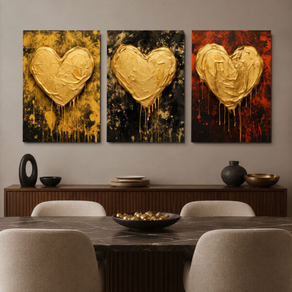 Aşkın Üç Hali Kanvas Duvar Tablosu - 3'lü Canvas Tablo Seti - VOOV4401