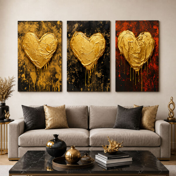 Aşkın Üç Hali Kanvas Duvar Tablosu - 3'lü Canvas Tablo Seti - VOOV4401