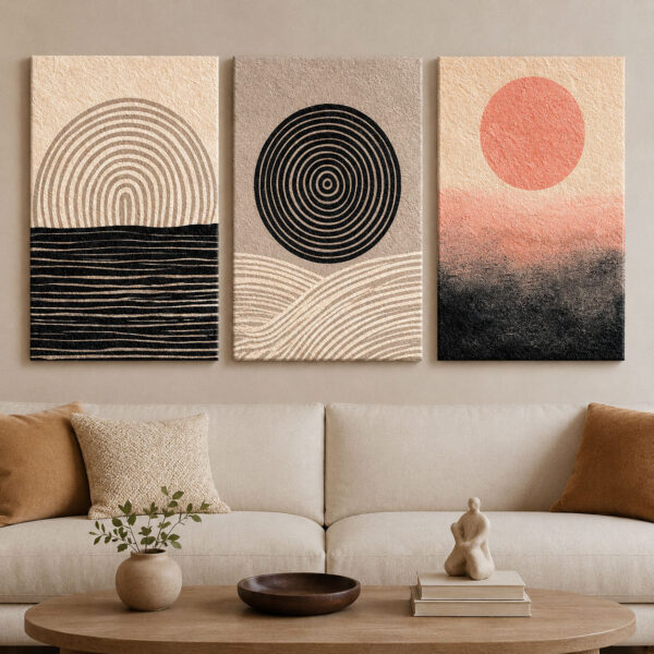 Minimalist Kanvas Duvar Tablosu - 3'lü Canvas Tablo Seti - VOOV4403