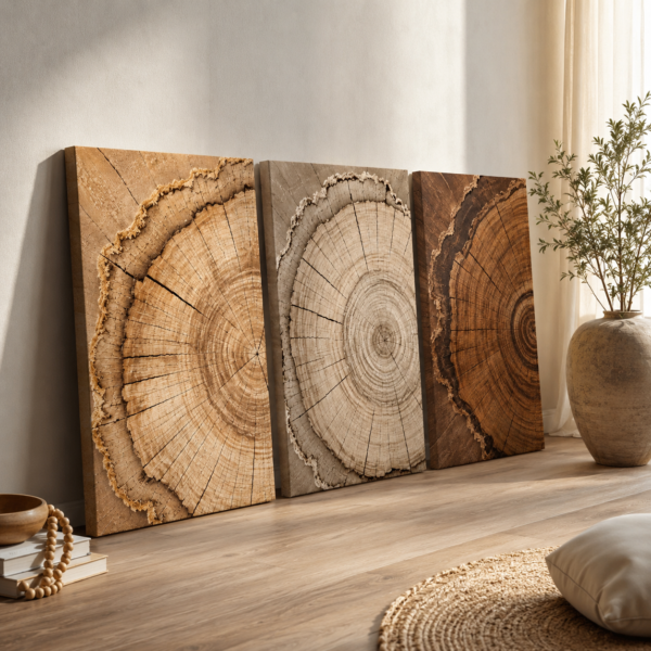VOOV4404 Modern Soyut Kütükler Kanvas Tablo - 3'lü Canvas Tablo Seti - VOOV4404