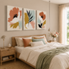 VOOV4405 Modern Soyut Çiçekler Kanvas Tablo - 3'lü Canvas Tablo Seti - VOOV4405