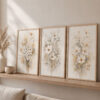 Doğal Ahşap Çerçeveli Minimal Wildflowers Tablo Seti - EW1224
