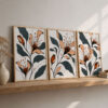 Doğal Ahşap Çerçeveli Minimal Flora Harmony Tablo Seti - EW1225