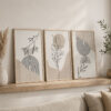Doğal Ahşap Çerçeveli Minimal Botanical Harmony Tablo Seti - EW1228