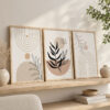 Doğal Ahşap Çerçeveli Minimal Organic Alignment Tablo Seti - EW1230