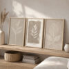 Doğal Ahşap Çerçeveli Minimal Nordic Botanica Tablo Seti - EW1231