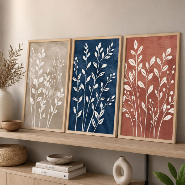 Doğal Ahşap Çerçeveli Minimal Traces of Nature Tablo Seti - EW1233