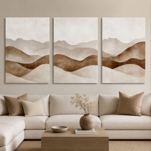 Soyut Dağlar Kanvas Duvar Tablosu 3'lü Canvas Tablo Seti - VOOV3220