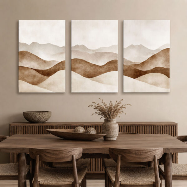 Soyut Dağlar Kanvas Duvar Tablosu 3'lü Canvas Tablo Seti - VOOV3220