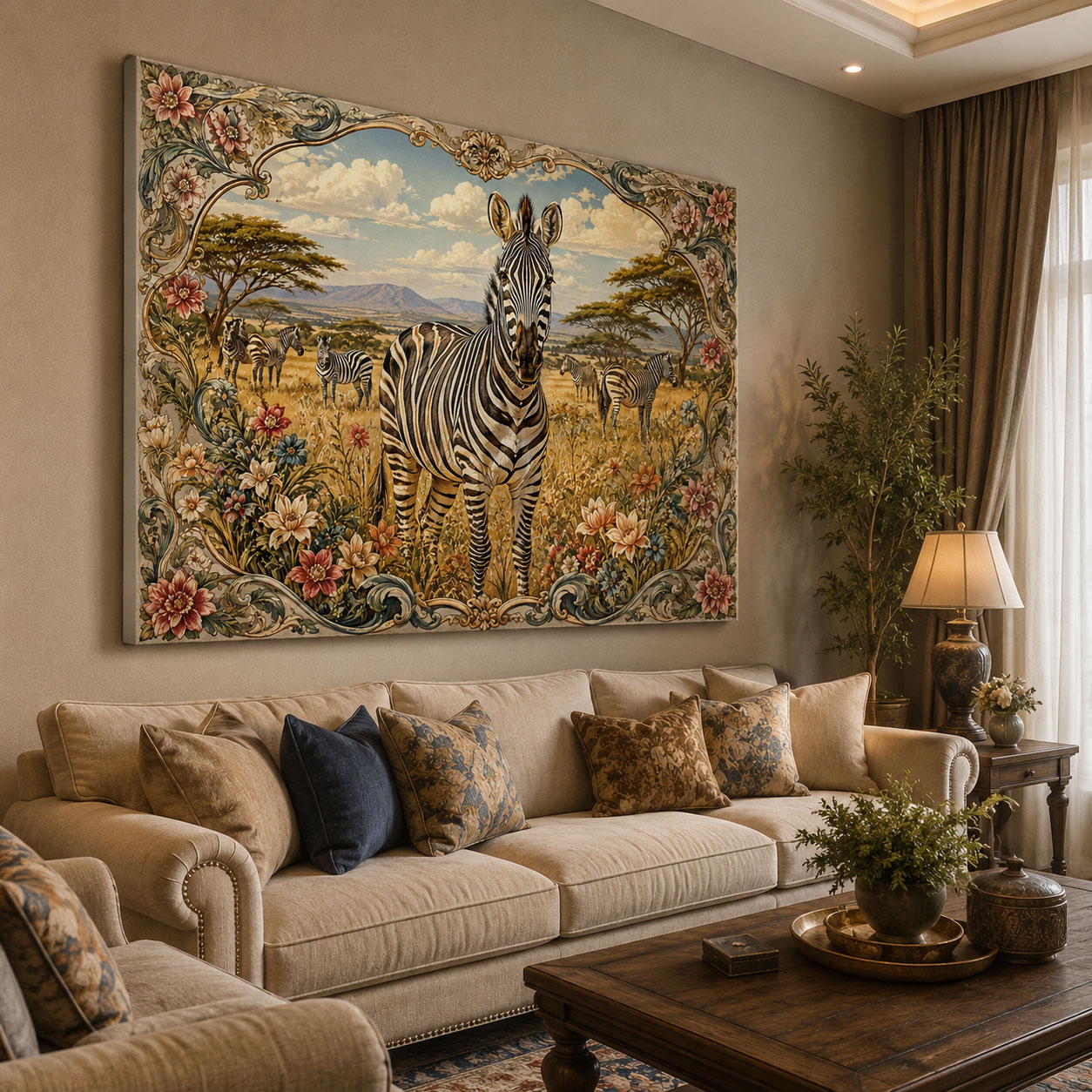 Zebra ve Doğa Manzarası Dekoratif Kanvas Tablo – VOOV3227