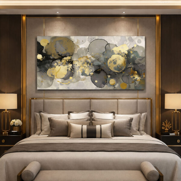 Gilded Flow Dekoratif Soyut Kanvas Tablo - VOOV3238