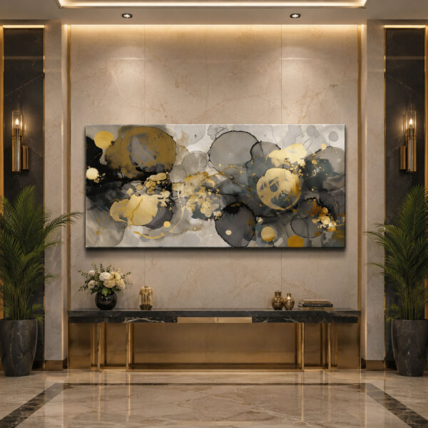 Gilded Flow Dekoratif Soyut Kanvas Tablo - VOOV3238