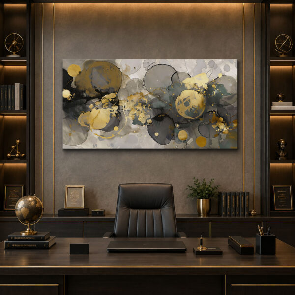 Gilded Flow Dekoratif Soyut Kanvas Tablo - VOOV3238