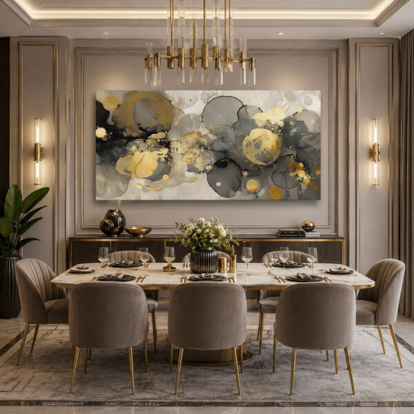 Gilded Flow Dekoratif Soyut Kanvas Tablo - VOOV3238