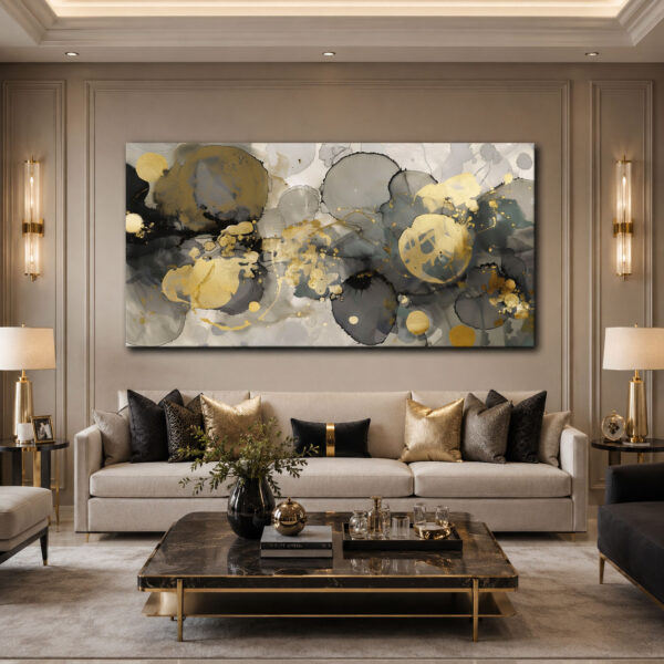 Gilded Flow Dekoratif Soyut Kanvas Tablo - VOOV3238