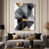 Golden Nexus Dekoratif Soyut Geometrik Kanvas Tablo - VOOV3242