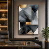 Golden Nexus Dekoratif Soyut Geometrik Kanvas Tablo - VOOV3242