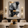 Golden Nexus Dekoratif Soyut Geometrik Kanvas Tablo - VOOV3242