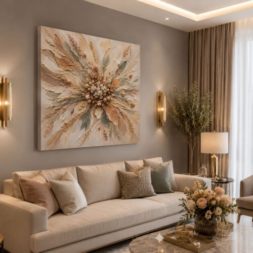 Modern Soyut Çiçek Dekoratif Kanvas Tablo - VOOV3243