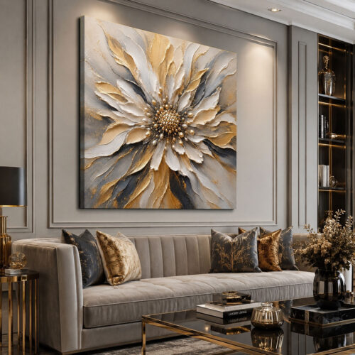 Modern Soyut Çiçek Dekoratif Kanvas Tablo - VOOV3245