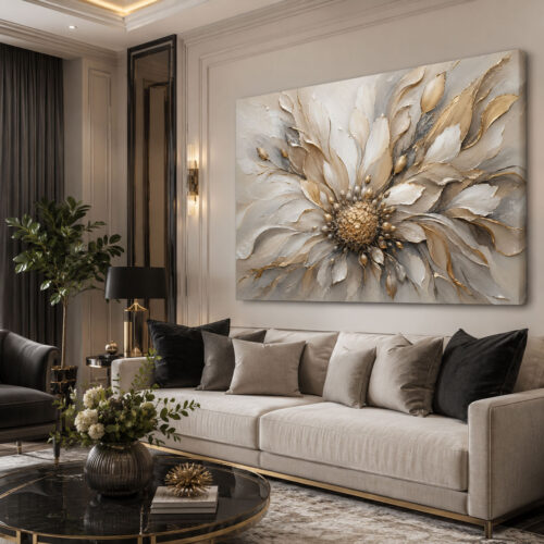 Modern Soyut Çiçek Dekoratif Kanvas Tablo - VOOV3247