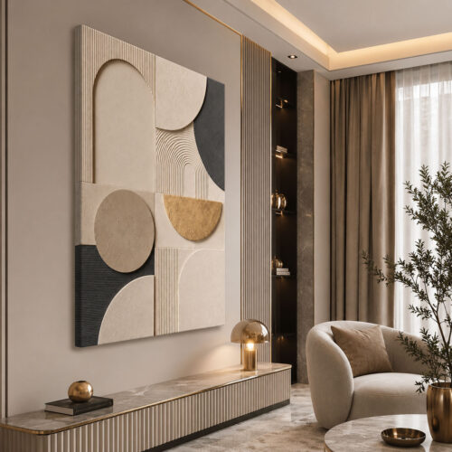 Soyut Geometrik Dekoratif Kanvas Tablo - VOOV3261