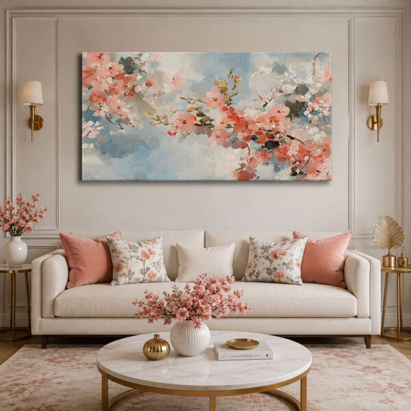 Sakura Esintisi Dekoratif Çiçekler Kanvas Tablo - VOOV3270