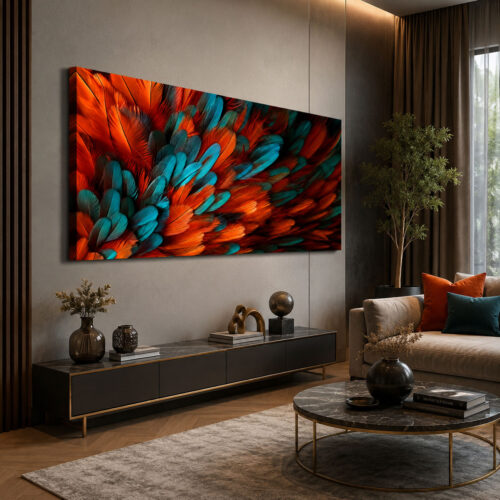 Kuş Tüyleri Dekoratif Kanvas Tablo - VOOV3282