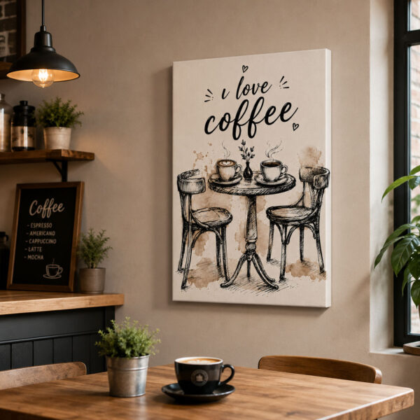 I Love Coffee Dekoratif Kanvas Tablo - VOOV3366