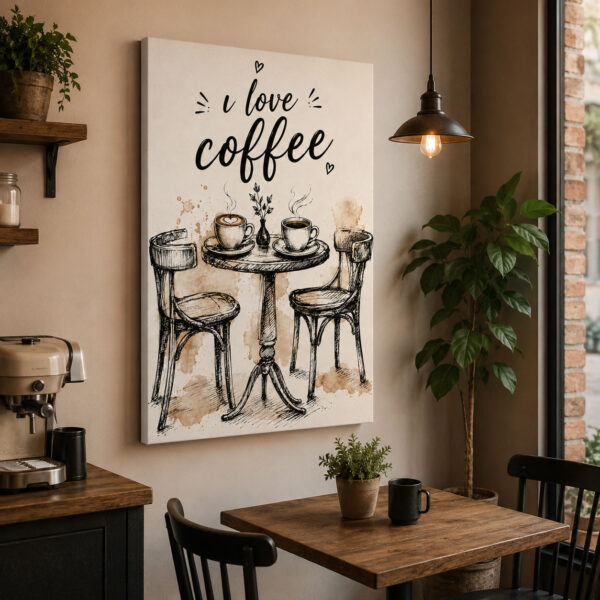 I Love Coffee Dekoratif Kanvas Tablo - VOOV3366