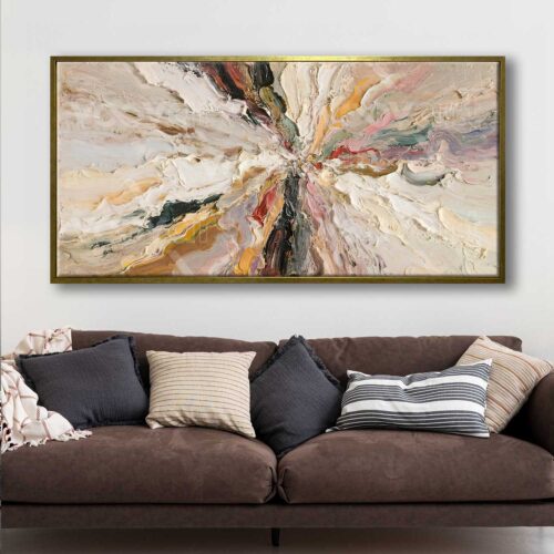 70x140cm Eskitme Gold Çerçeveli Soyut Modern Dekoratif Kanvas Tablo - ART1311