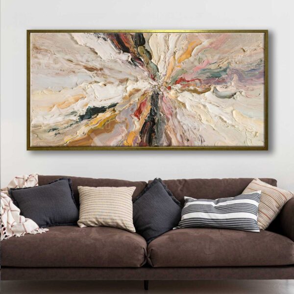 70x140cm Eskitme Gold Çerçeveli Soyut Modern Dekoratif Kanvas Tablo - ART1311