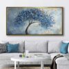 70x140cm Eskitme Gold Çerçeveli Soyut Ağaç Dekoratif Kanvas Tablo - ART1312