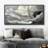 70x140cm Siyah Çerçeveli Soyut Çiçek Dekoratif Kanvas Tablo - ART1315