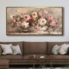 70x140cm Eskitme Gold Çerçeveli Vazoda Çiçekler Dekoratif Kanvas Tablo - ART1334