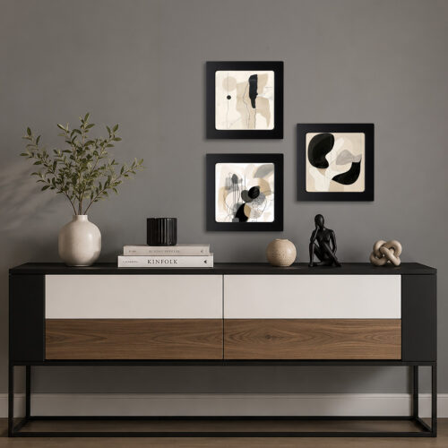 Minimal Çerçeveli Dekoratif Tablo Seti ( 30x30cm ) - EW1029