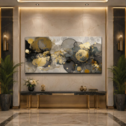 Gilded Flow Dekoratif Soyut Kanvas Tablo - VOOV3238