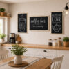 Doğal Ahşap Çerçeveli Minimal Coffee Bar Tablo Seti - EW1200