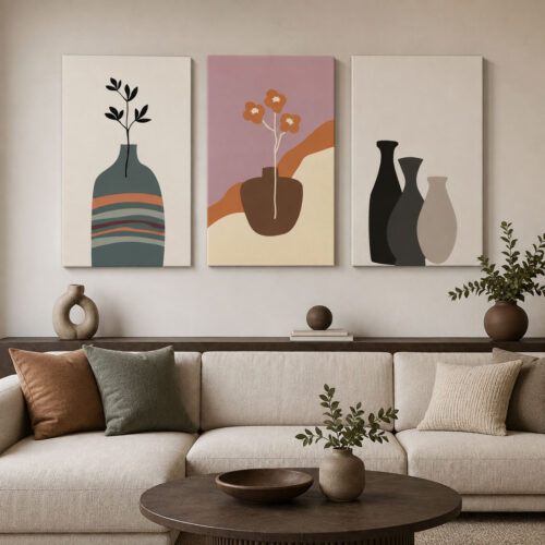 Minimalist Kanvas Duvar Tablosu 3'lü Canvas Tablo Seti - VOOV3218