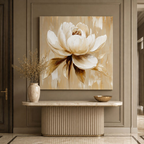 Soft Beyaz Şakayık Çiçeği Dekoratif Kanvas Tablo - VOOV3243