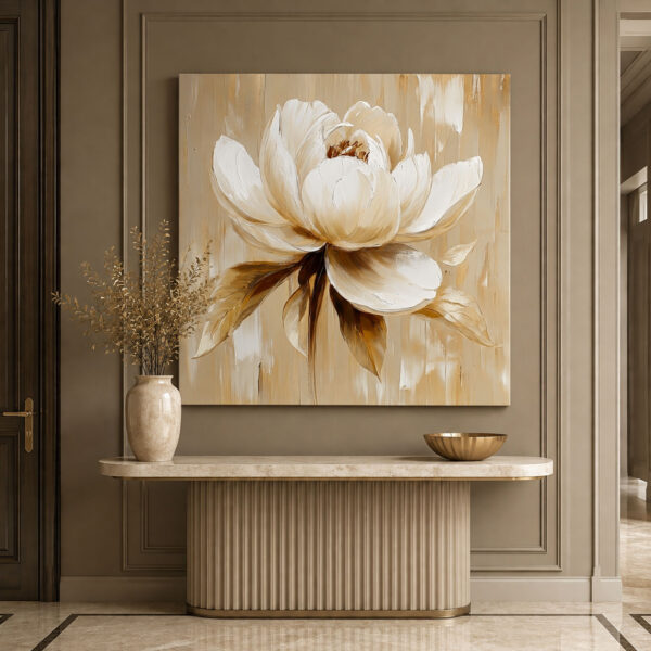 Soft Beyaz Şakayık Çiçeği Dekoratif Kanvas Tablo - VOOV3243