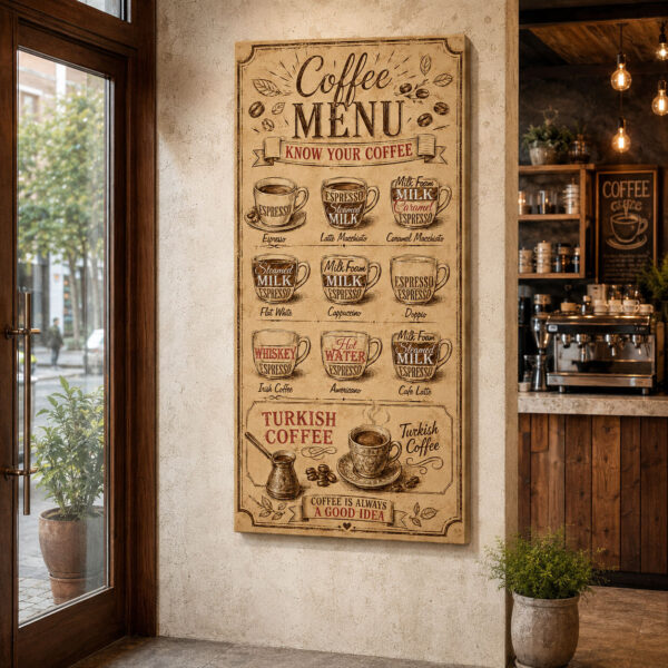Coffee Menu Dekoratif Kanvas Tablo - VOOV3400