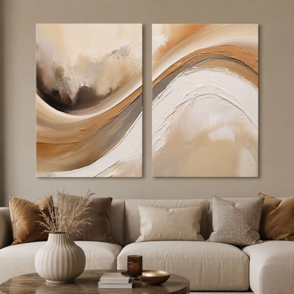 Kum Dalgası Kanvas Duvar Tablosu - 2'li Canvas Tablo Seti - VOOV1102