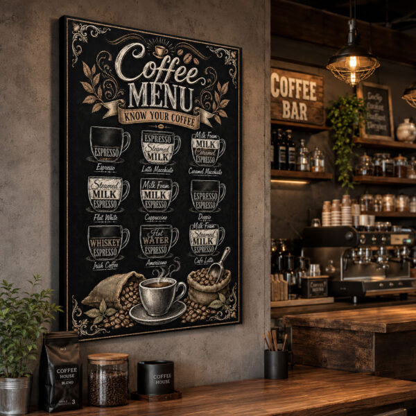 Coffee Menu Dekoratif Kanvas Tablo - VOOV3379